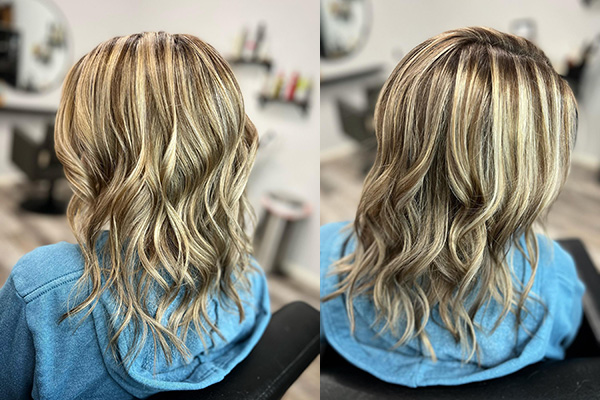 Girl Long blonde hair restoring